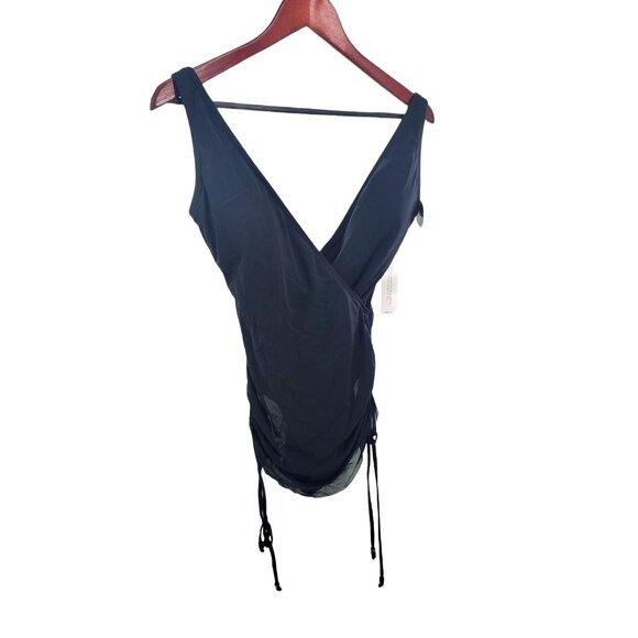Carmen Marc Valvo One-piece Side-Tie Swimwear Tummy Control Mesh Swim Dress 6 - Picture 2 of 12